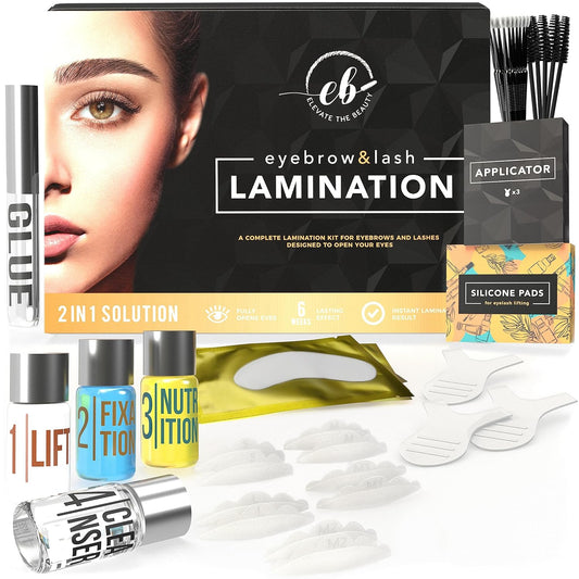 Eyebrow and Lash Lamination Kit | At Home DIY and Salon Use | 2in1 Professional Brow Lamination Kit and Lash Lift | Instant Lift For Fuller Eye Brows and Longer Eyelashes