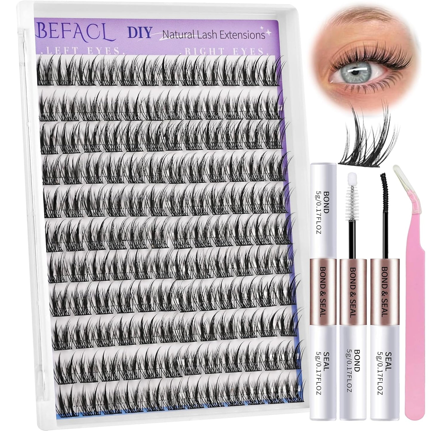Natural Lash Clusters Wispy Cluster Eyelash Extensions Waterproof Individual Lashes 12&13mm Short Eyelash Clusters Manga Lashes Clusters Kit(132Pcs,C Curl)