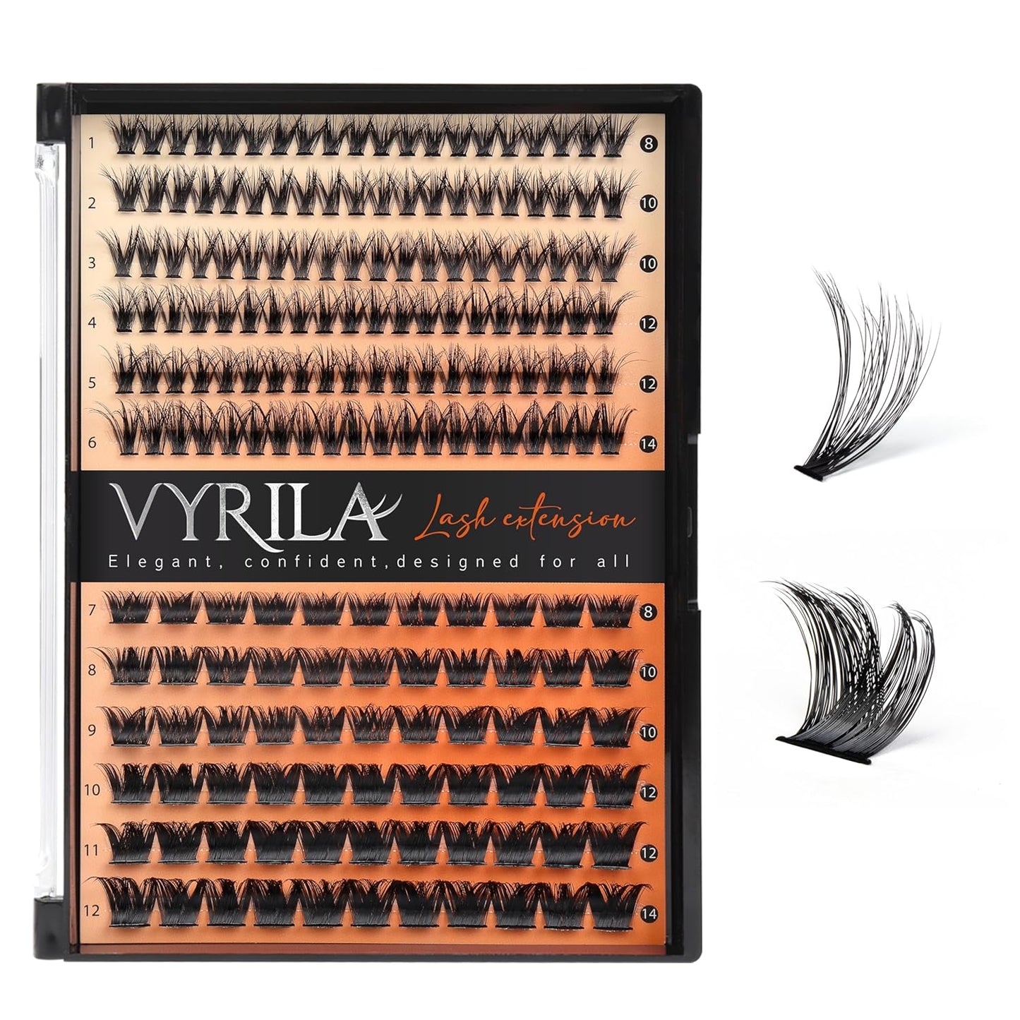 Lash Clusters-VYRILA 0.07mm Wispy Eyelashes C Curl Eyelash Clusters 8-14mix Individual Lashes Extension DIY at Home (30P+S03 186pcs-8-14mix)